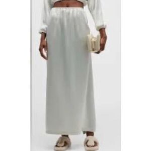 LESET Barb satin maxi skirt in Celery NWT Size Large